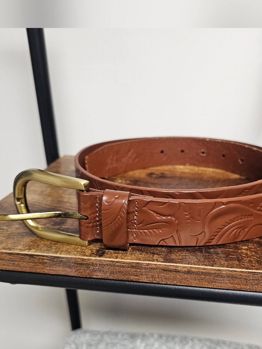 Patricia Nash Embossed Brown Leather Belt